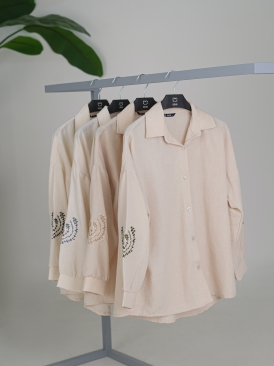 شومیز گلبرگ سبز طوسی کرم مشکی 